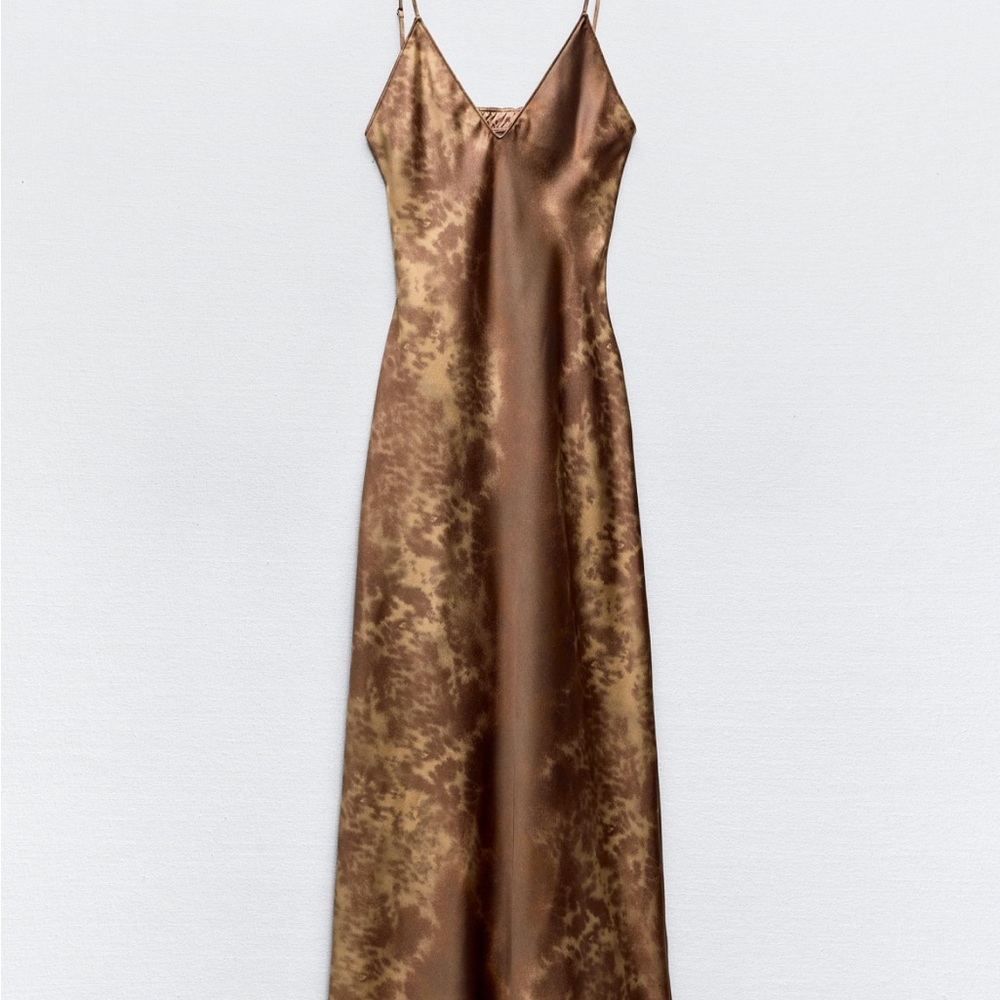 Zara Brown Tie-Dye Maxi Dress